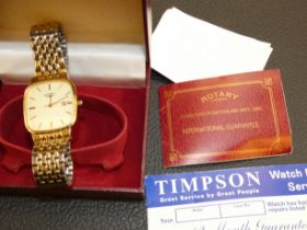 Gents Rotary dress watch in original box & papers