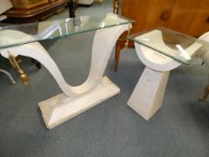 Marble effect hall table & 1 other matching