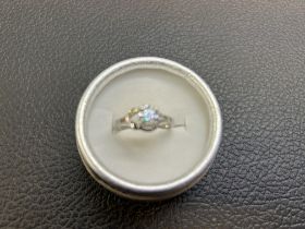 Silver ring set with moissanite