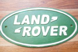 Land rover cast iron sign