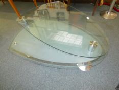 Chrome & glass swing out coffee table