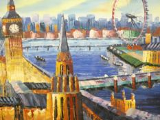 Oil on canvas London scene unsigned 52 cm x 61 cm