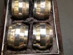 Cased napkin rings possibly low grade Indian silve