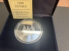 1996 Tuvalu lady of the century silver proof 20 do
