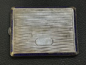 900 grade silver & enamel cigarette case total wei