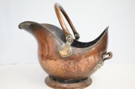 Victorian copper helmet coal scuttle