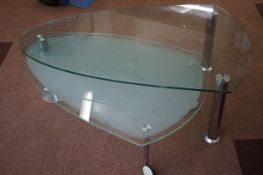 Glass & chrome swing out coffee table