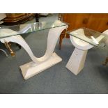 Marble effect hall table & 1 other matching