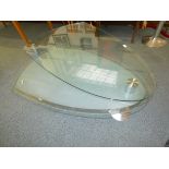 Chrome & glass swing out coffee table