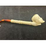 Sheik's head carved pipe tortoise shell stem