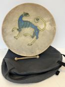 Irish boduran drum vintage dragon