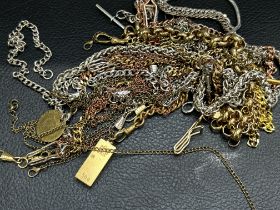 Approx 20 metal pocket watch chains - some with fo