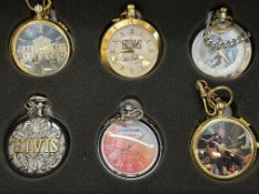 Collection of 6 Elvis Presley box pocket watches