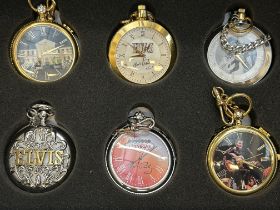 Collection of 6 Elvis Presley box pocket watches