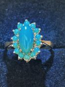 9ct Gold ring set with turquoise stones Size M 2.8