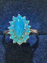 9ct Gold ring set with turquoise stones Size M 2.8