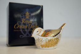 Royal crown derby fire crest with gold stopper & o