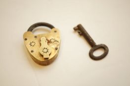 Brass Victorian mini lock & key