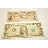 2 American bank note, 1 confederate