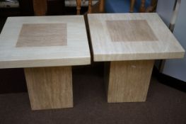 Pair of very heavy side tables, matching previous
