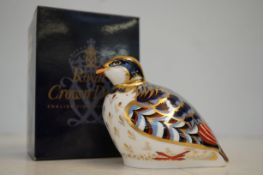 Royal crown derby red legged partridge with gold s