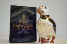 Royal crown derby puffin with gold stopper & origi