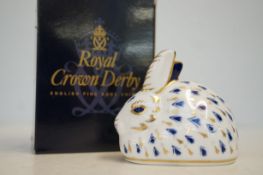 Royal crown derby rabbit with gold stopper & origi