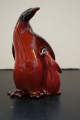 Royal Doulton flambe king penguin & chick signed n