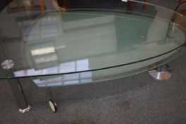 Chrome & glass swing out coffee table