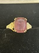9ct Gold dress ring set with possible amethyst Si