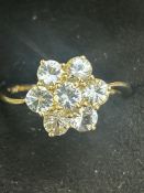 9ct Gold dress ring set with 7 white stones 2.4g S