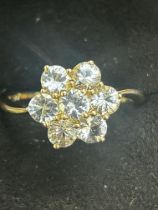 9ct Gold dress ring set with 7 white stones 2.4g S