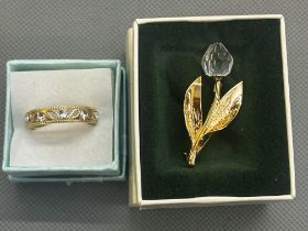 Swarovski ring & pin brooch