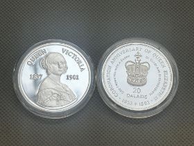 Queen Victoria 1837-1901 silver 20 crown coin toge