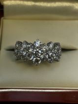Platinum overlay sterling silver cluster ring made