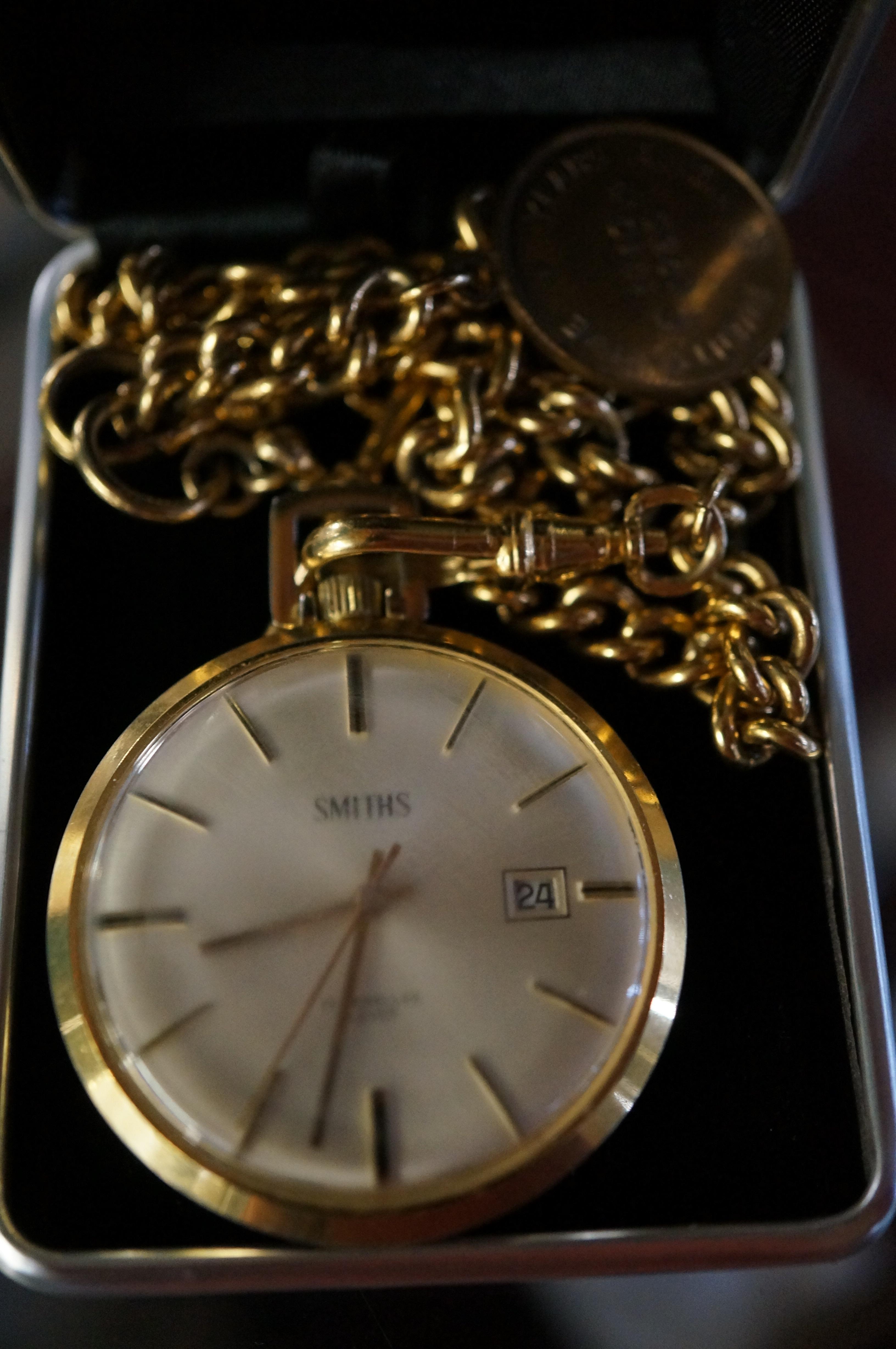 Smith's pocket watch chain & fob