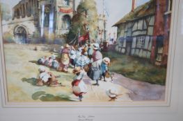 Large framed watercolour - Mayday at Astbury signe