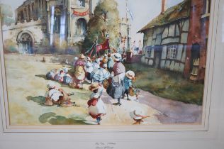 Large framed watercolour - Mayday at Astbury signe