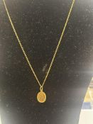 9ct Gold chain & pendant Weight 2.5g Length 48 cm