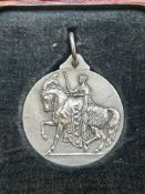Boxed Mappin & Webb silver shire horse medal 1904