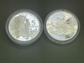 Australian 5 dollar silver coin together with a re