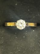 14ct Gold ring set with solitaire white stone Size