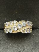 9ct Gold ring set with amethyst & diamonds Size Q