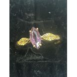 9ct Gold ring set with amethyst Size O