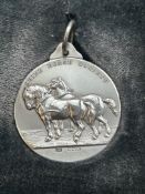 Boxed Mappin & Webb silver shire horse medal 1911