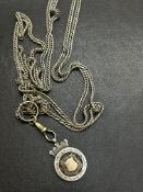 White metal Albert chain with silver fob Weight 60