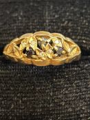 9ct Gold ring set with sapphires & diamonds Size O