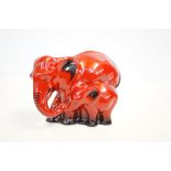 Royal Doulton HN3548 flambe elephant & young