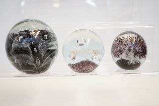 3x Heavy glass paperweights