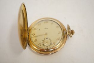 German full hunter gold plated pocket watch